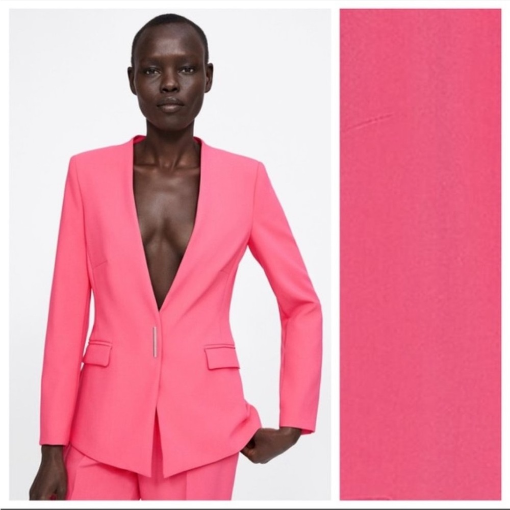 Zara Fuchsia Silver Bar Button Blazer
